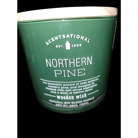Scentsational Northern Pine Candle, Wooden Wick, Soy Blend Wax.26oz